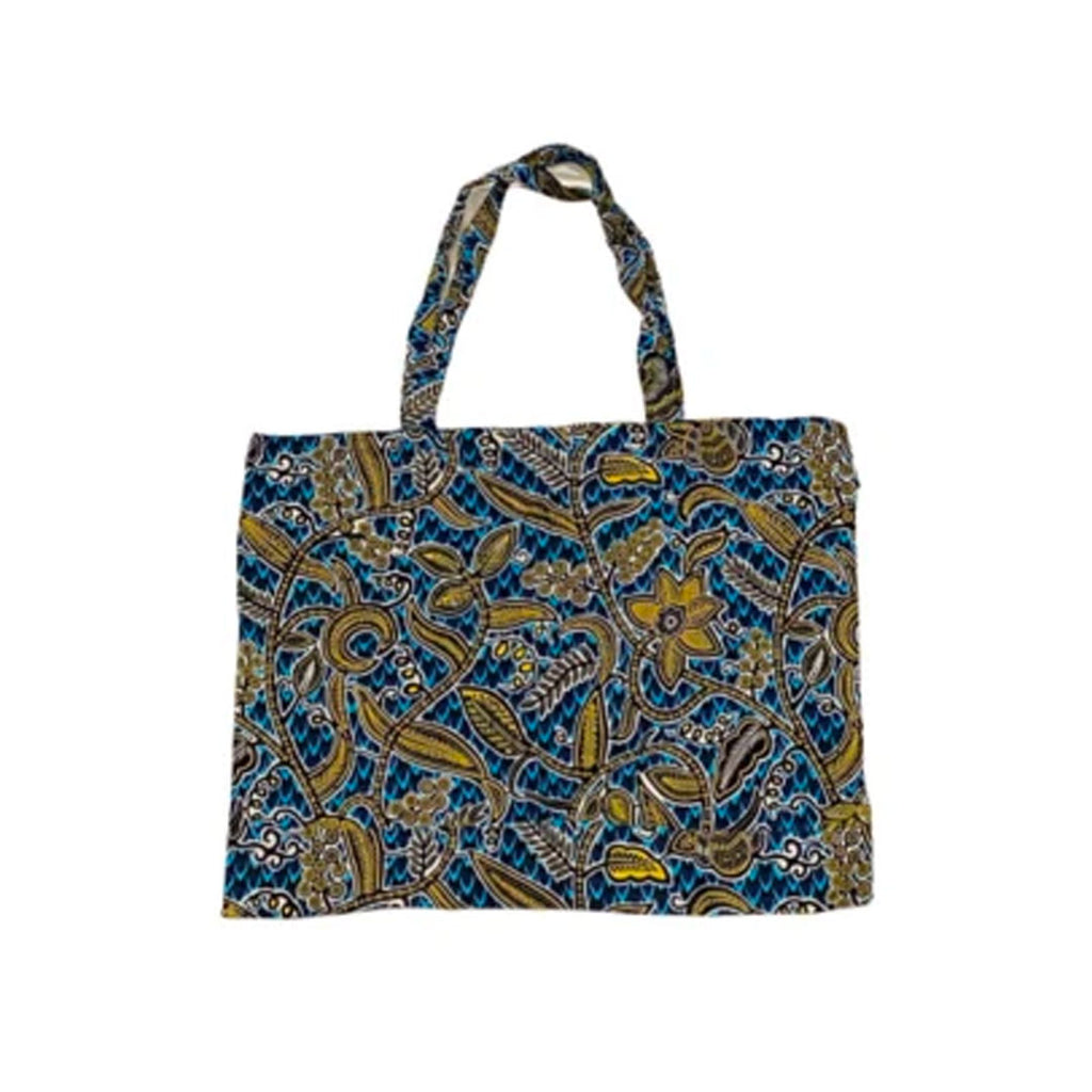 Tarangear|Kitenge Tote Bag - Blue Leaves